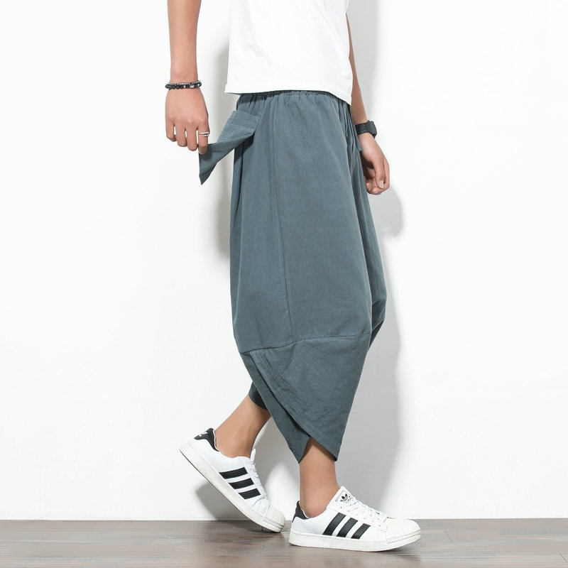 Factory wholesale foreign trade Men's spring and summer men's bloomers multicolor Thai wide leg pants cotton and linen Chinese style beach pants