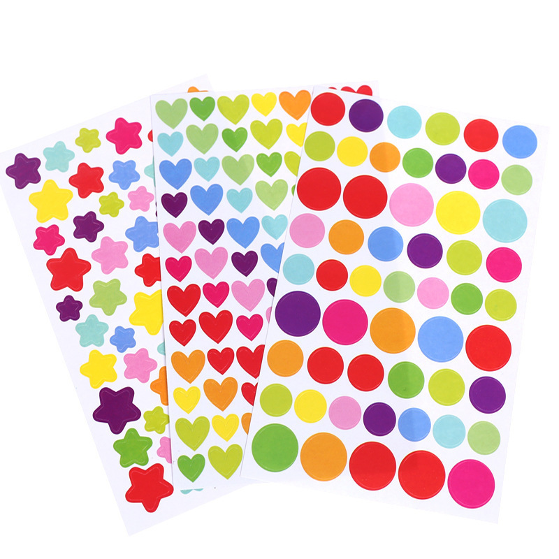 Korean Creative Award Sticker Cartoon Color Diary Hand Account Decorative Sticker Dot Love Five-pointed Star Children's diy