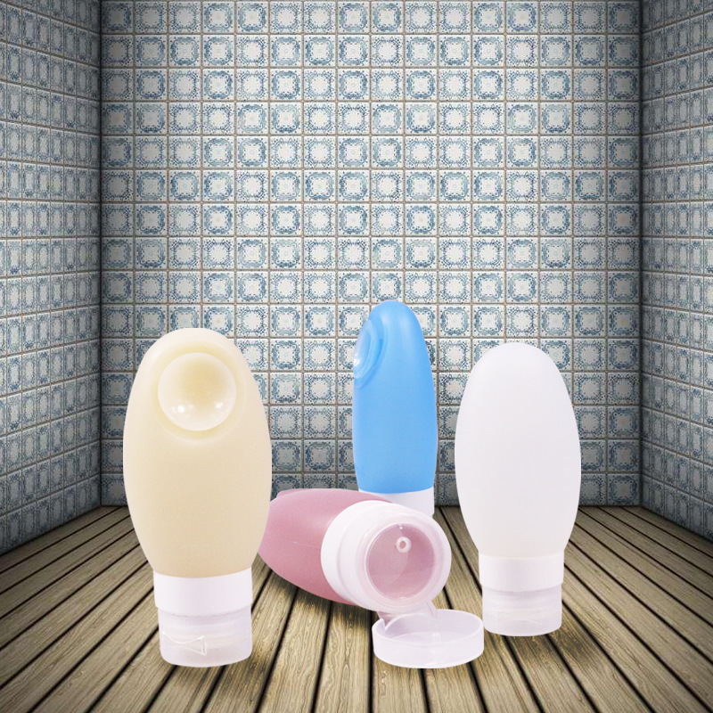 New Round Head Suction Cup Travel Cosmetic Silicone Bottle Empty Bottle Travel Shower Gel Cosmetic Storage Bottle Set
