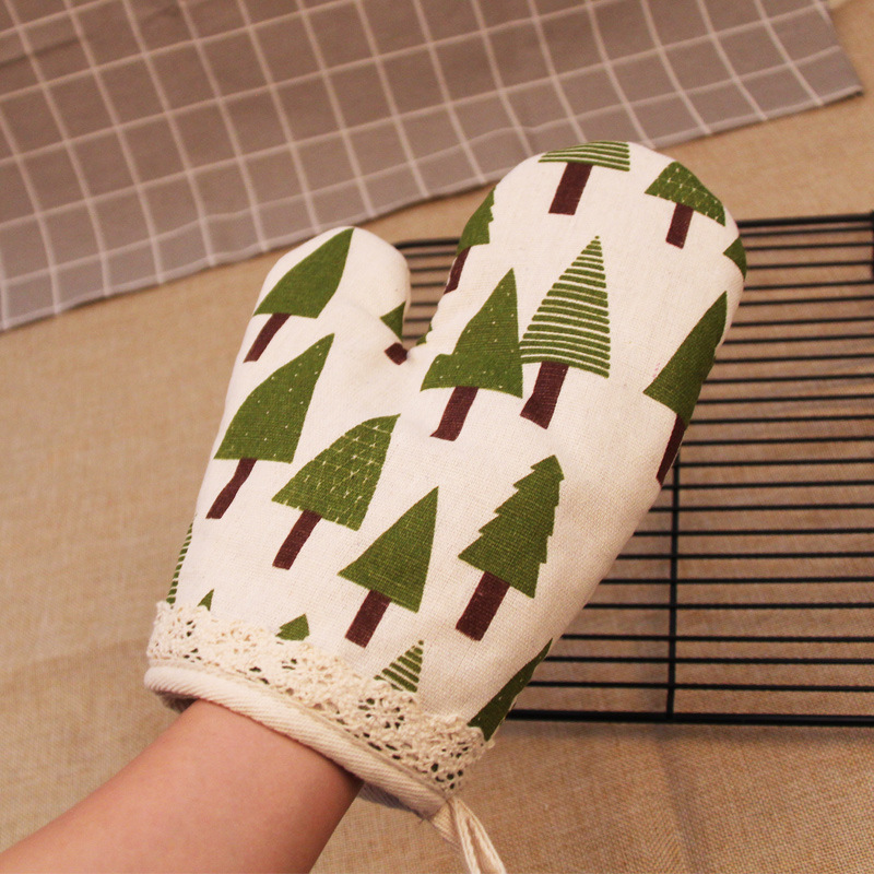 Lace anti-scald anti-heat gloves heat insulation gloves thickened microwave oven oven kitchen home special high temperature resistant baking