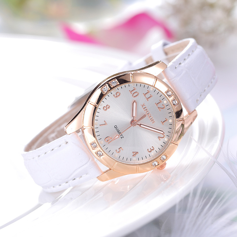 Korean Style Fashion Watch Trendy Student Watch Women's Waterproof Belt Casual Rhinestone Luminous Quartz Women's Watch