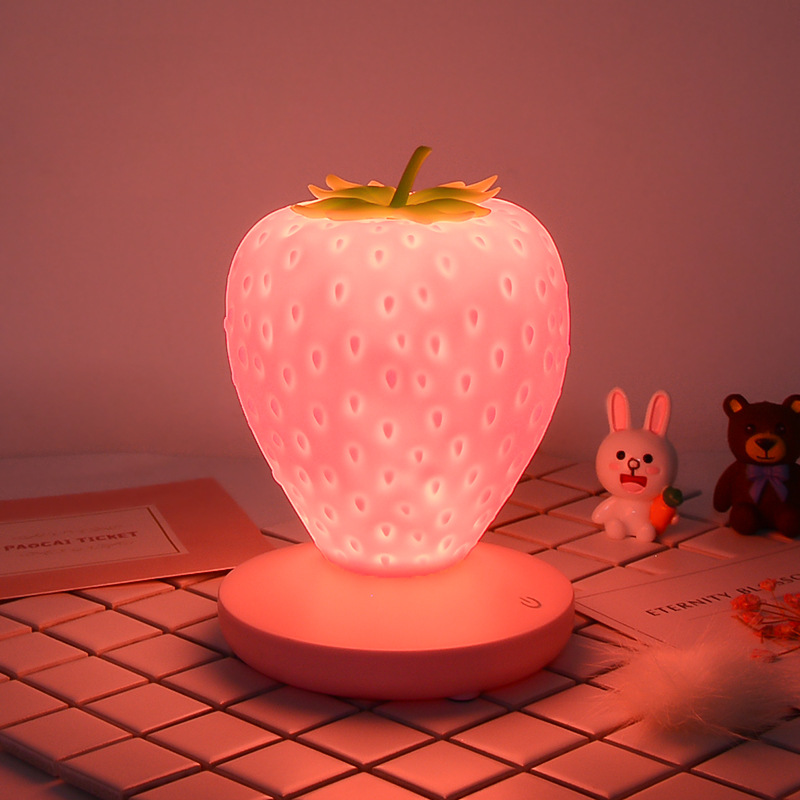 Creative rechargeable strawberry night light USB three dimming night light touch light feeding Light children's room decorative desk lamp