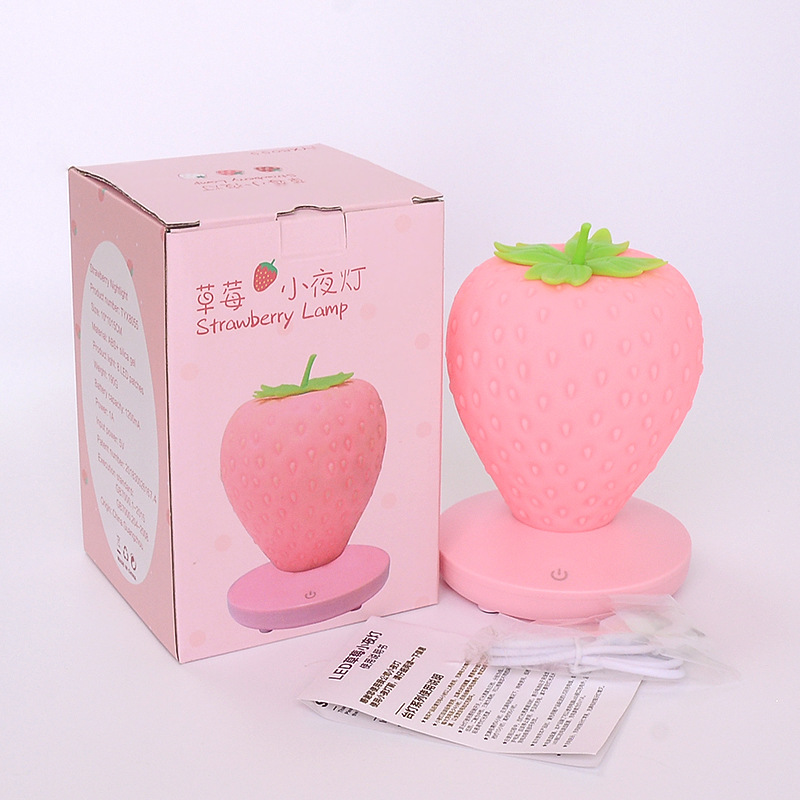 Creative rechargeable strawberry night light USB three dimming night light touch light feeding Light children's room decorative desk lamp