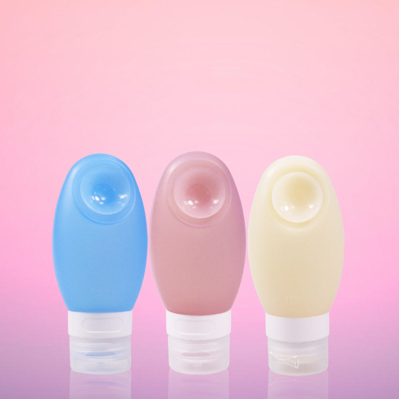 New Round Head Suction Cup Travel Cosmetic Silicone Bottle Empty Bottle Travel Shower Gel Cosmetic Storage Bottle Set