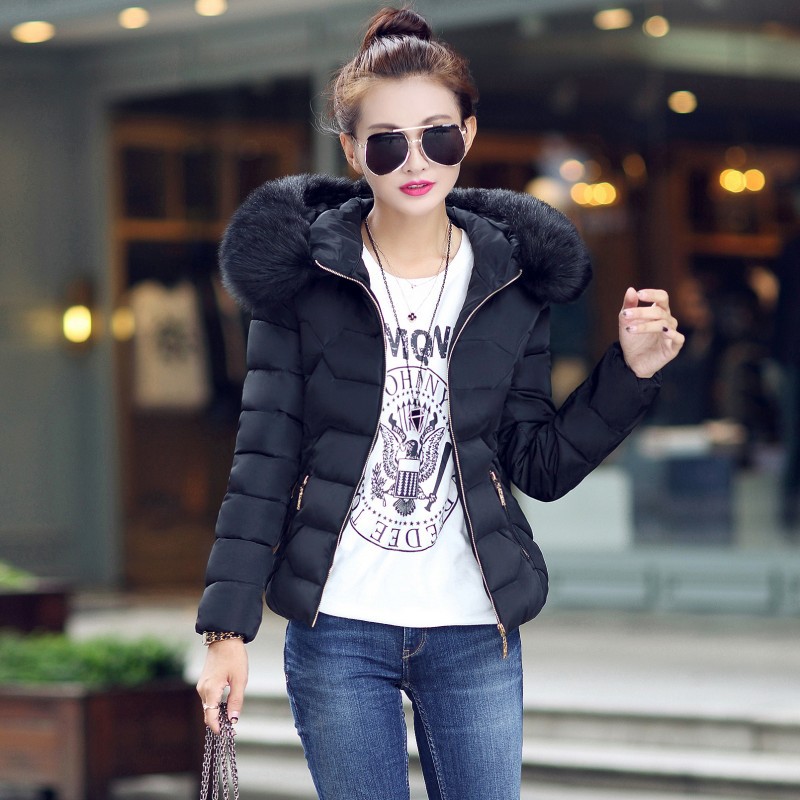 Cross-border cotton-padded coat women's 2022 autumn and winter New Korean version of large size wool collar short cotton-padded coat women's cotton-padded jacket coat