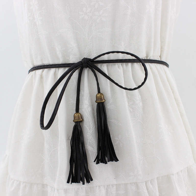 Ladies accessories tassel waist chain Joker female PU fine woven belt car line two styles available a generation of hair
