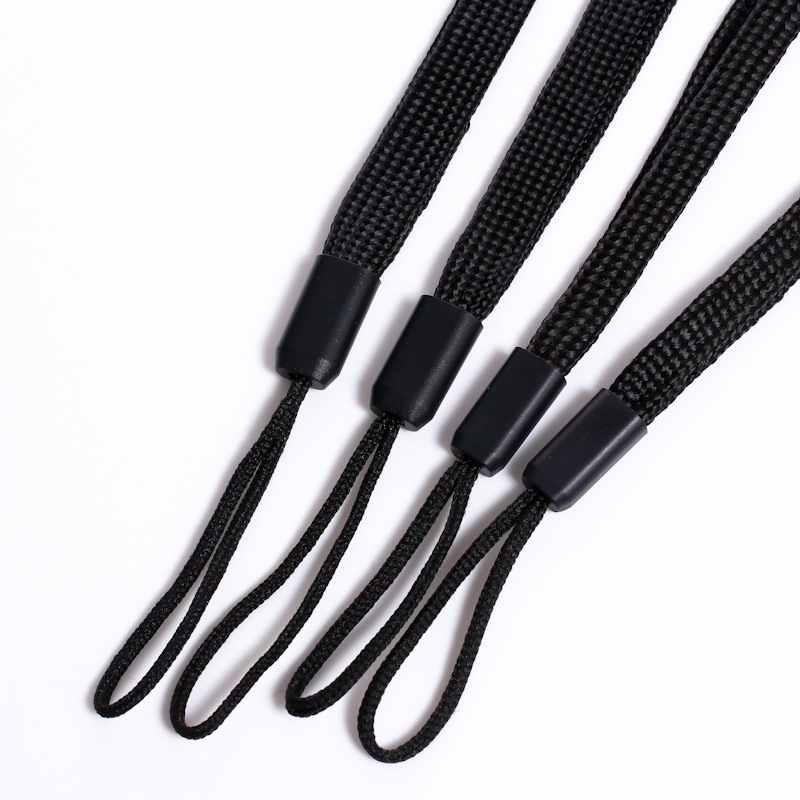 Factory Direct supply walkie-talkie lanyard black polypropylene kettle lanyard lengthened thick wear-resistant wrist strap printable logo