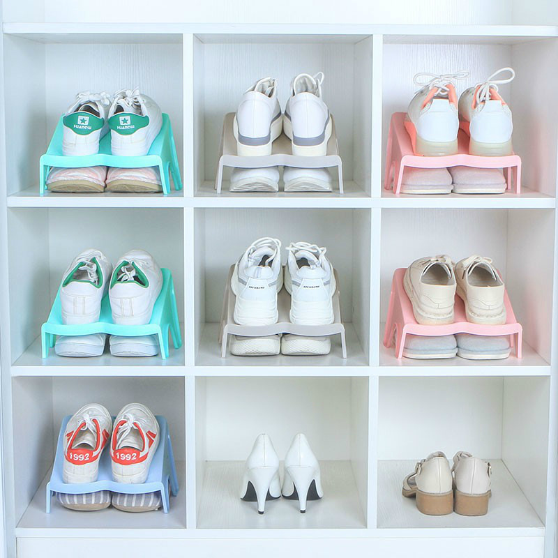 (Factory Direct) simple shoe rack double shoe shoe rack slippers finishing rack plastic shoe storage rack