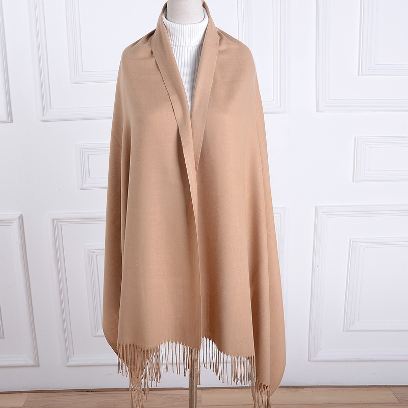 Ruibei Solid Color Cashmere Scarf Women's Autumn and Winter Warm Annual Meeting Gift Tassel Red Scarf Shawl