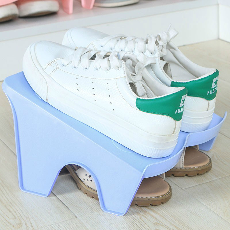 (Factory Direct) simple shoe rack double shoe shoe rack slippers finishing rack plastic shoe storage rack