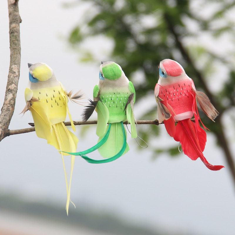Imitation Feather Bird Foam Claw Wire Green Plant Bundle Gardening Pastoral Garden Decoration