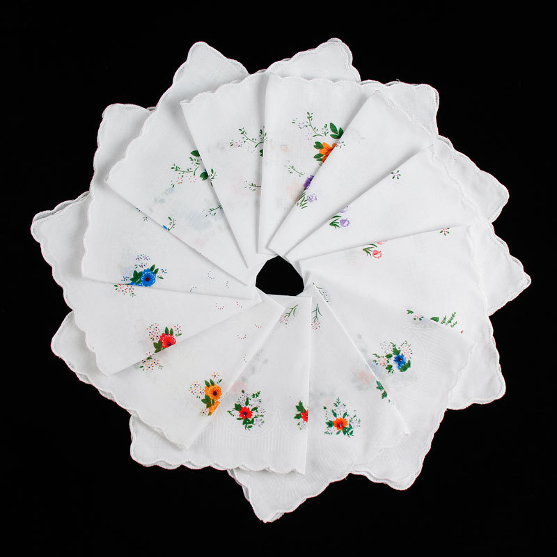 Classic crescent edge ladies hot selling wholesale cotton handkerchief classic vintage vintage women's cotton handkerchief