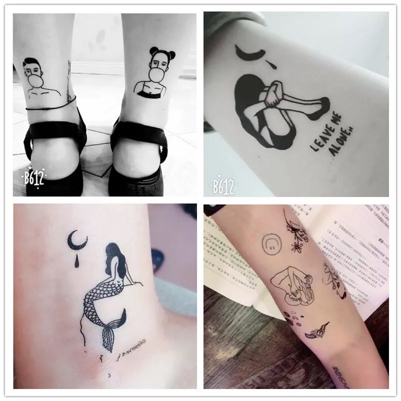 Tattoo stickers fresh cartoon letters English stars rose flower tattoo eyebrow tattoo tattoo stickers
