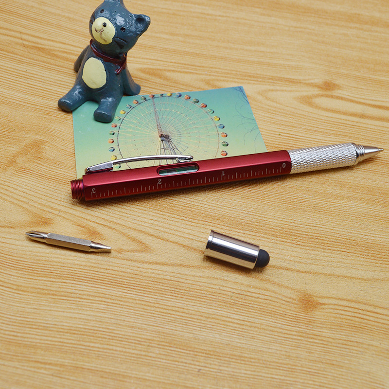 Small batch multi-function screwdriver ballpoint pen plastic tool pen six-in-one level touch advertising gift pen