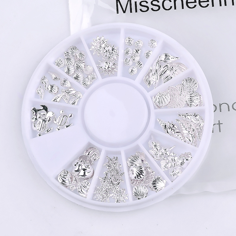 Cross-border nail jewelry tools metal rivet ocean series star shell silver rivet disc