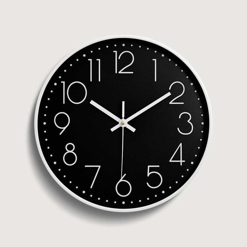 Plastic mute wall clock creative fashion living room stereo digital scale wall clock clock wholesale 25CM clock