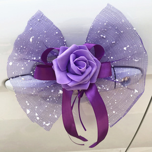 Wedding car decoration rearview mirror decoration flower with suction cup rear mirror flower door car handle decoration multi-color optional hot sale