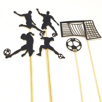 ケーキの装飾のプラグインの創意ワールドカップのサッカーの金色の黒い竹の署名の挿し札の誕生日おめでとうございます。|undefined