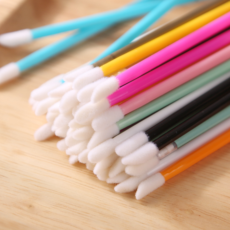 Disposable Solid Rod Lip Brush 50/Pack Flocking Lip Gloss Makeup Tool Portable Multifunctional Makeup Brush