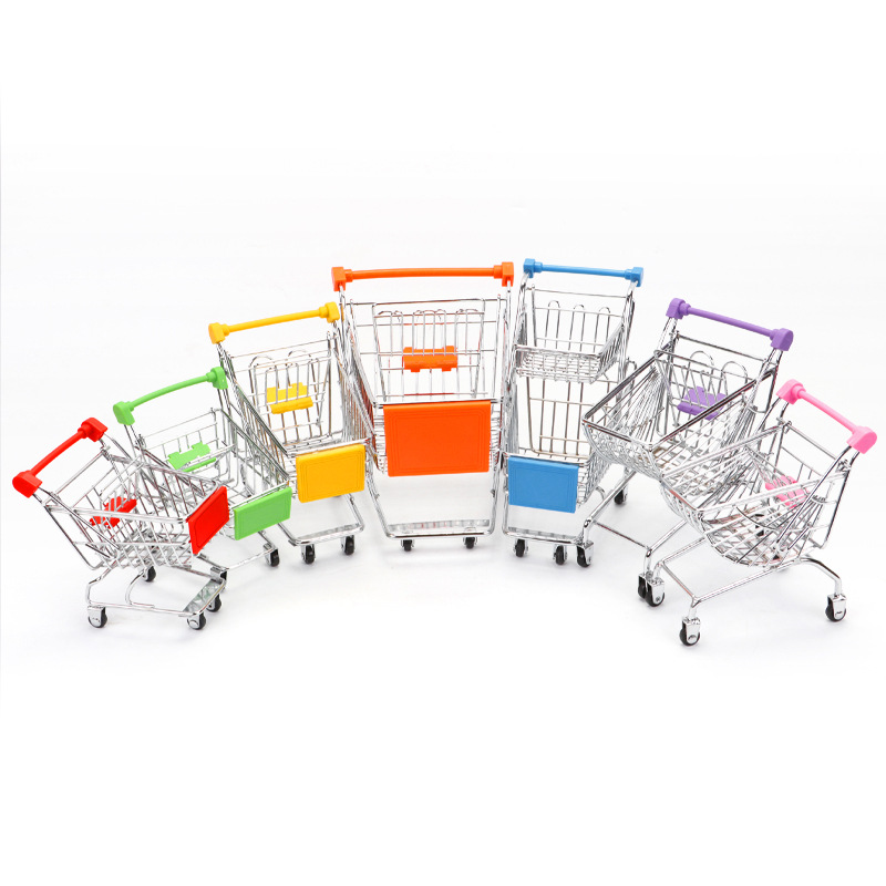 New creative metal mini shopping cart crafts decoration mini trolley toy market car factory direct supply
