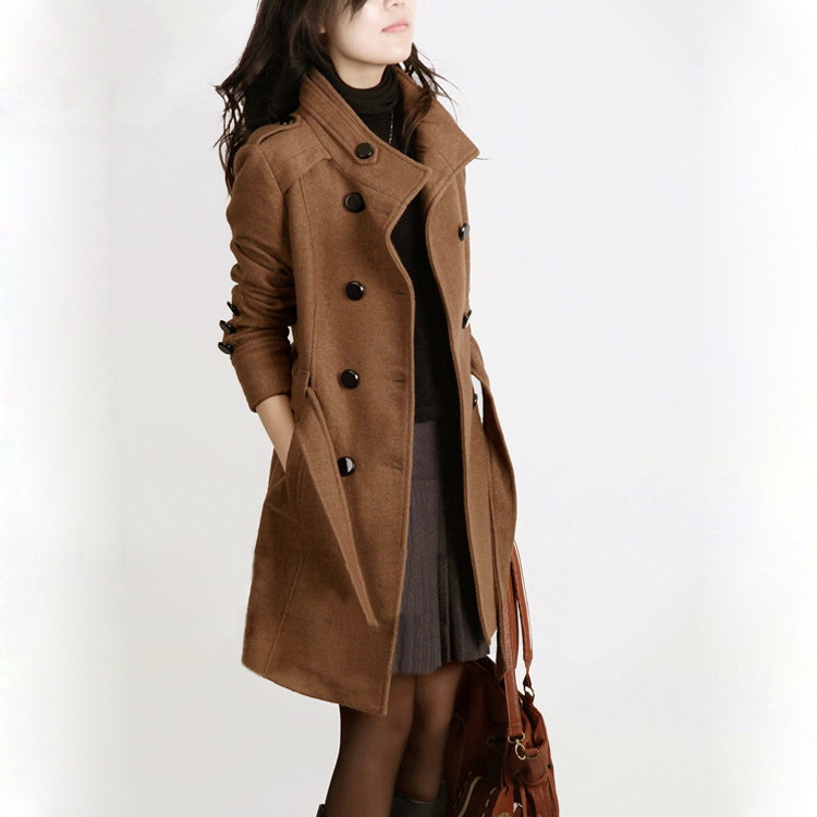 2019 autumn and winter new woolen coat plus size Korean slim fit long woolen coat trench coat