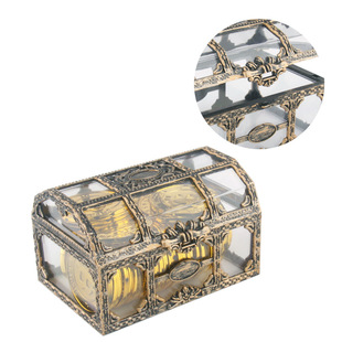 Pirate Transparent Treasure Box Crystal Gem Box Plastic Box Pirate Scene Decoration Props Transparent Storage Box