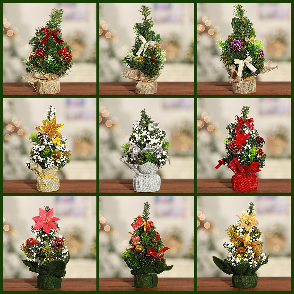 Mini small Christmas tree trumpet Christmas tree Christmas table ornaments Christmas tree decorations 20cm_voghion.com
