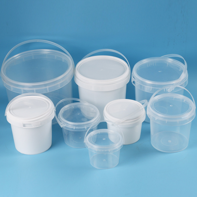 Factory direct pp small round barrel with lid plastic barrel transparent portable barrel White 0.5 liters small barrel 500ml storage barrel