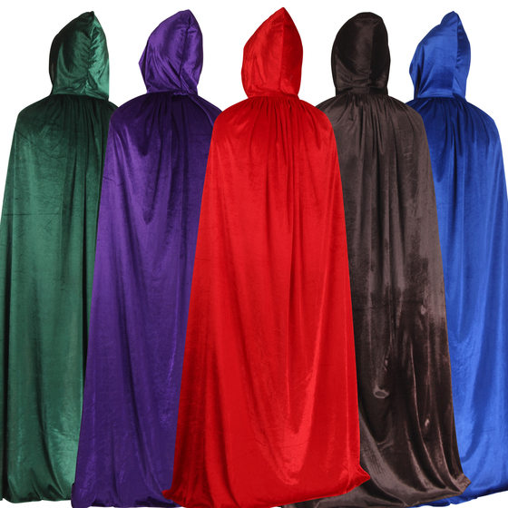 Halloween Cloak Cloak Performance Costume Golden Velvet Cloak Dress Up Adult Child Demon Vampire Cloak