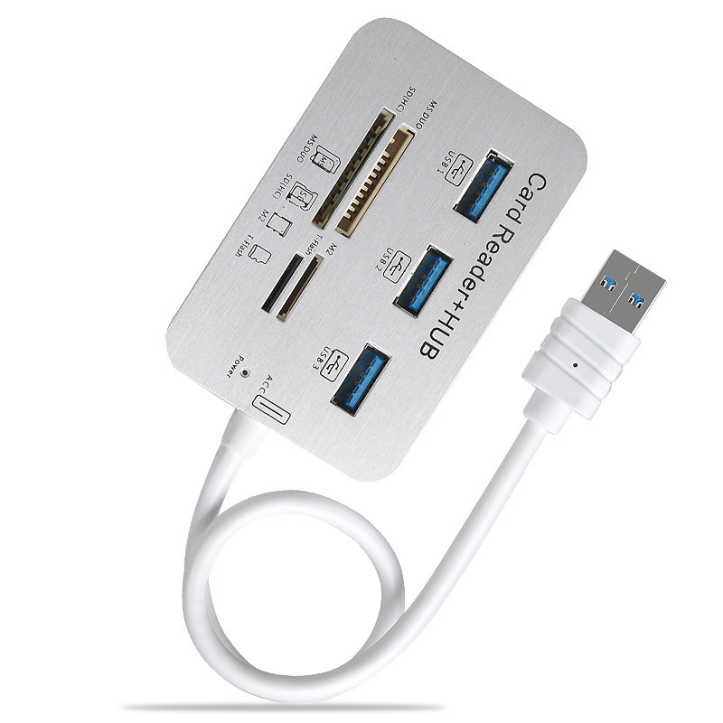 2 in 1拡張ドック1ドラッグ6多機能usb3.0 4ポートリーダー高速カード読み取りUSBhubスプリッタ|undefined