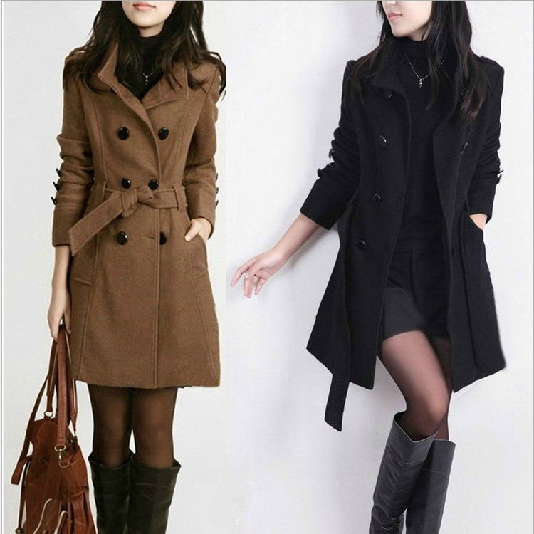 2019 autumn and winter new woolen coat plus size Korean slim fit long woolen coat trench coat