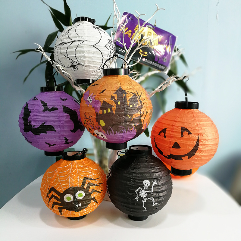 Halloween Lantern Ghost Festival haunted house venue layout props portable lamp hanging luminous pumpkin paper lantern pendant