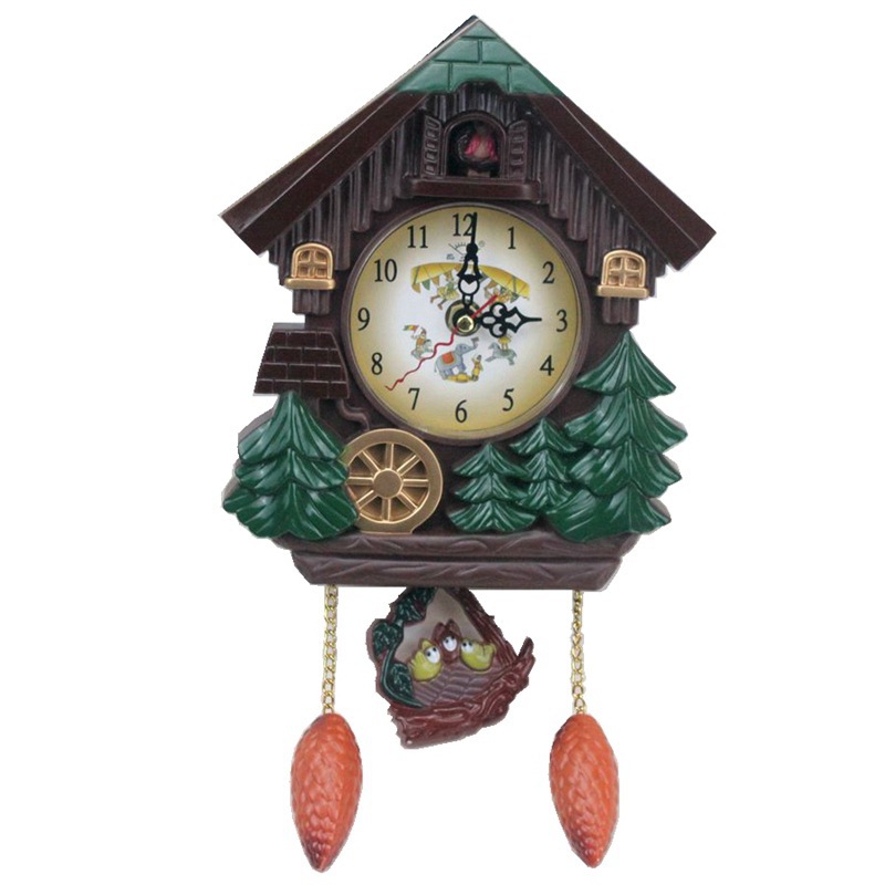 New cuckoo house-shaped creative wall clock cartoon children's room decoration wall clock whole POINT Music time E22