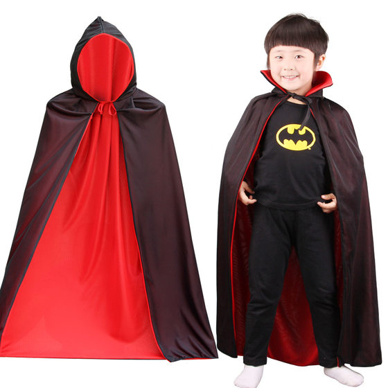 Halloween Dress Up Adult Child Death Demon Vampire Pirate Black Red Double Collar Cape