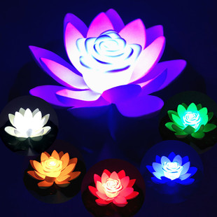 LED floating water lotus lotus lamp blessing wishing lamp landscape lighting decorative lamp with battery stall supply manufacturers