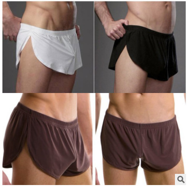 Foreign trade men's underwear milk silk sexy loose breathable Arrow pants slit breathable Arrow pajamas one piece drop shipping