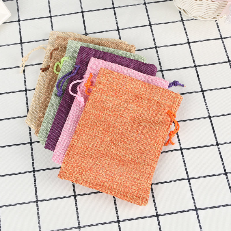 Color linen bag jewelry packaging drawstring small jewelry bag linen sachet empty bag linen gift spot