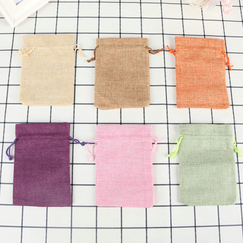 Color linen bag jewelry packaging drawstring small jewelry bag linen sachet empty bag linen gift spot