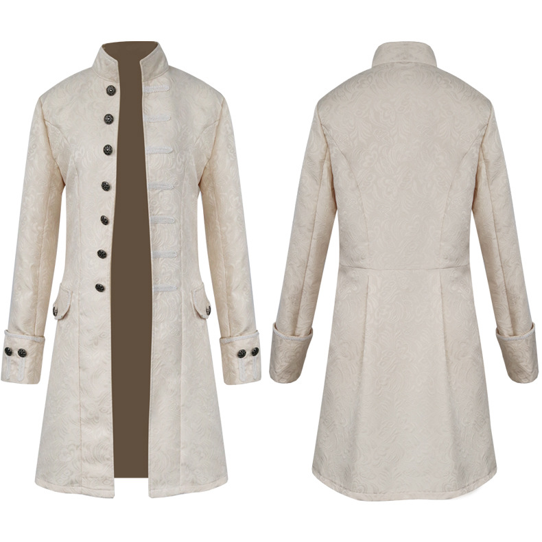 Manzhixin wish Amazon European and American men's medieval clothing coat jacket trench coat long retro stand collar
