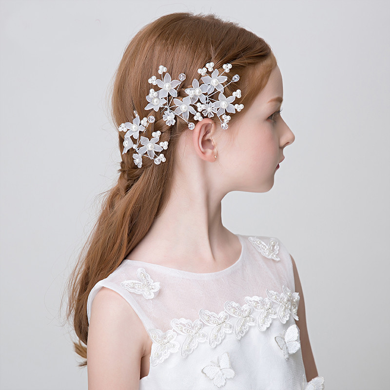 New Children's Headwear Korean Style Beautiful Girl's Imitation Pearl Hair Hairpin Children's Hair Accessories Pearl Plate Hair Hairpin