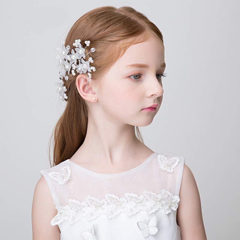 New Children's Headwear Korean Style Beautiful Girl's Imitation Pearl Hair Hairpin Children's Hair Accessories Pearl Plate Hair Hairpin