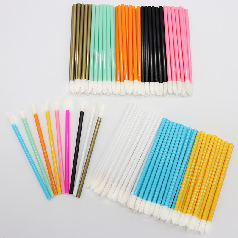Disposable Solid Rod Lip Brush 50/Pack Flocking Lip Gloss Makeup Tool Portable Multifunctional Makeup Brush