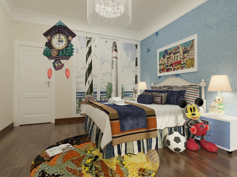 New cuckoo house-shaped creative wall clock cartoon children's room decoration wall clock whole POINT Music time E22
