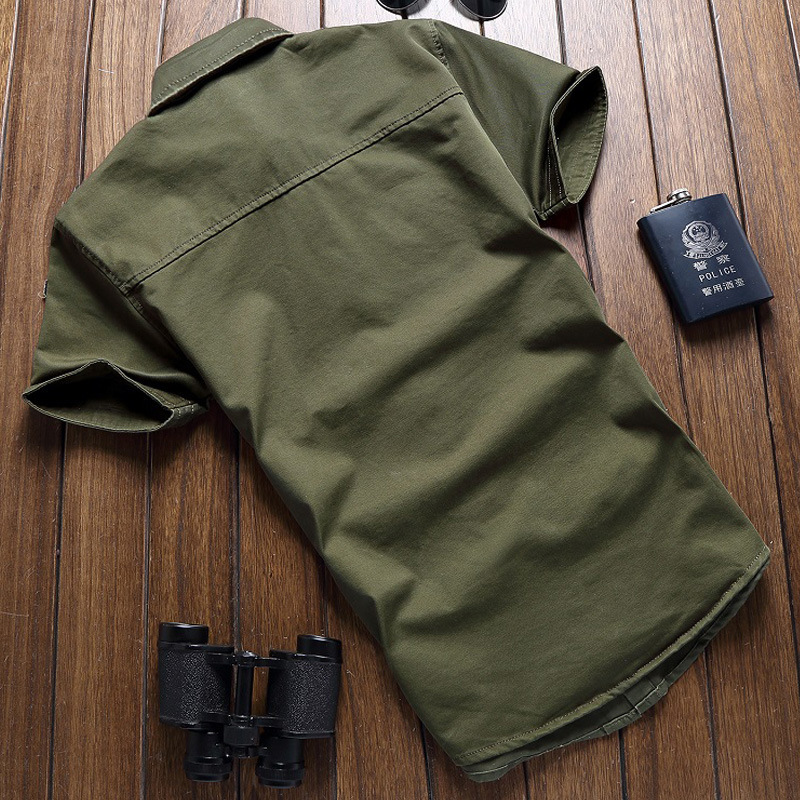 2019 Spring and Summer Men's Short-sleeved Shirt Large Size Foreign Trade Casual Men's Cotton Summer Thin Men's Outdoor Shirt