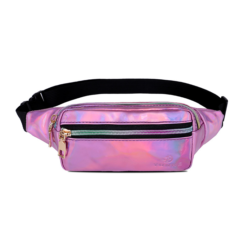 New laser glossy waist bag mobile phone storage fashion crossbody chest bag running leisure outdoor sports bag