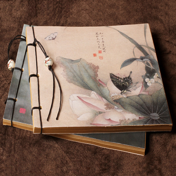 Ancient Rhyme 28 Vintage Handmade Thread-Loaded Sketch Book Antique Sketch Pen Notebook Diary Chinese Ethnic Antique