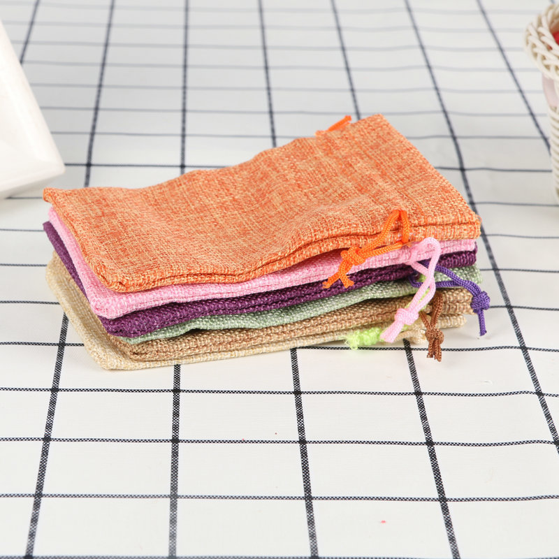 Color linen bag jewelry packaging drawstring small jewelry bag linen sachet empty bag linen gift spot