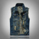 Men's Korean-style slim-fit trendy men's denim vest large size foreign trade motorcycle vest vest