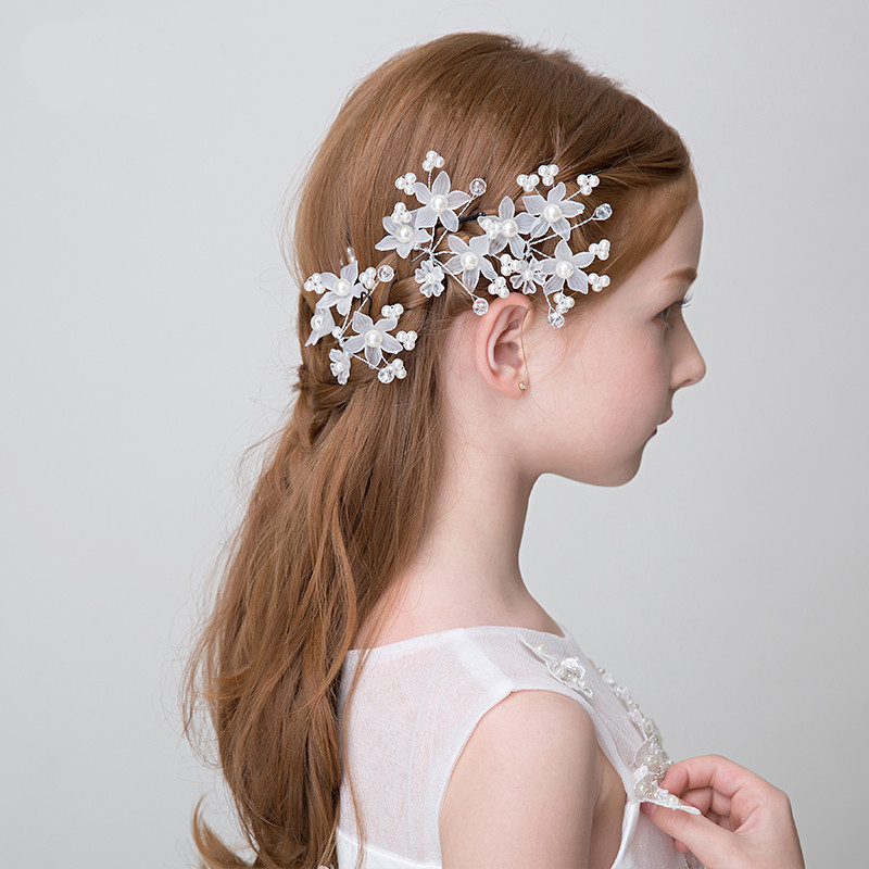 New Children's Headwear Korean Style Beautiful Girl's Imitation Pearl Hair Hairpin Children's Hair Accessories Pearl Plate Hair Hairpin