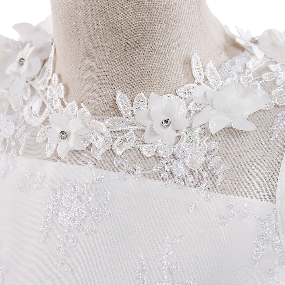 2024 new children's dress back hollow out children's long dress flower girl's wedding dress girl's flower lace long dress